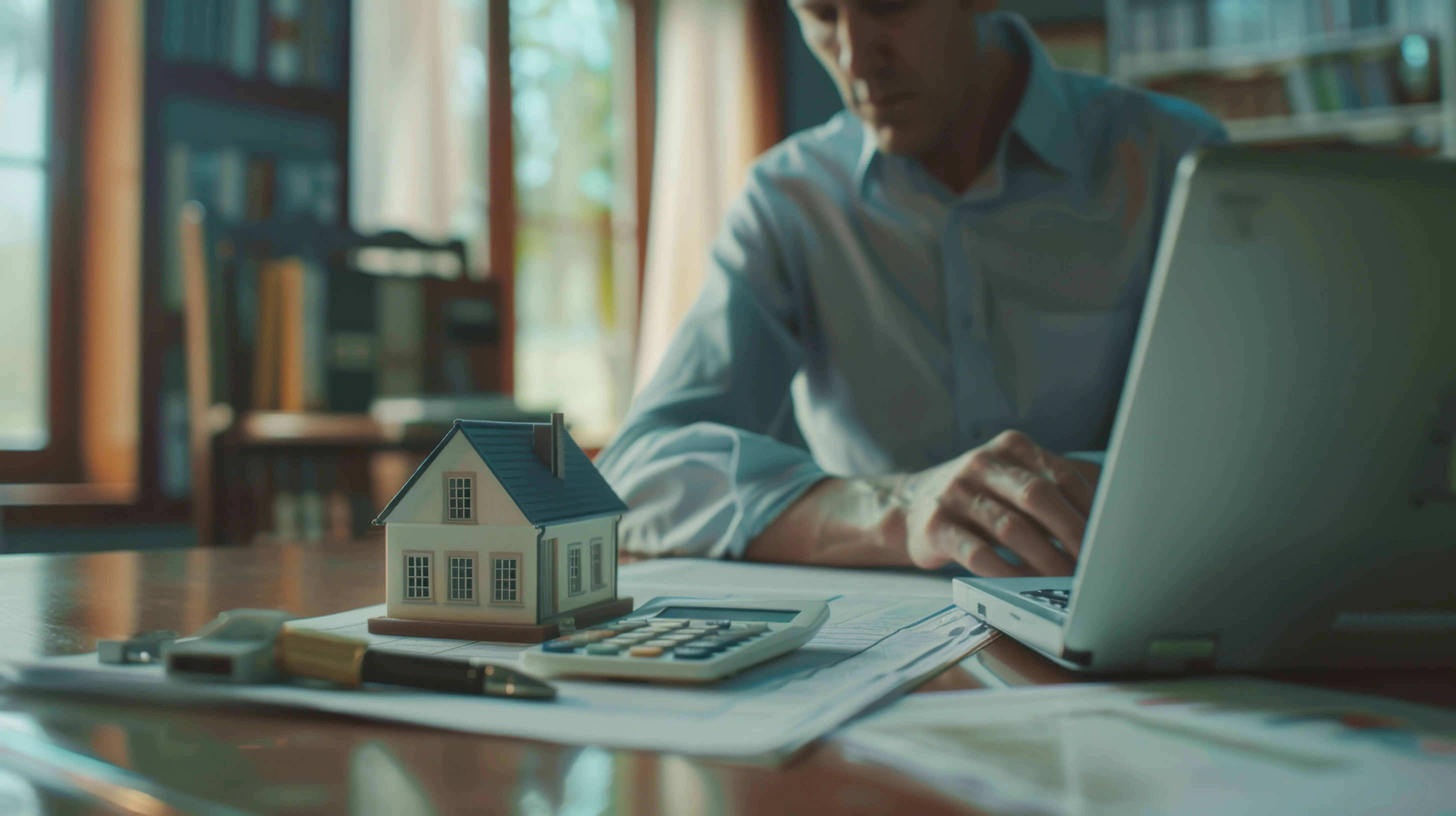 Der Mann mit einem Modellhaus